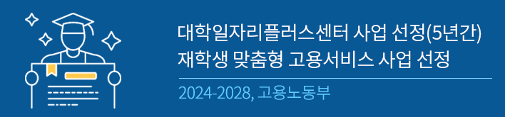 대학일자리플러스센터 사업 선정(5년간), 재학생 맞춤형 고용서비스 사업 선정, 2024-2028, 고용노동부